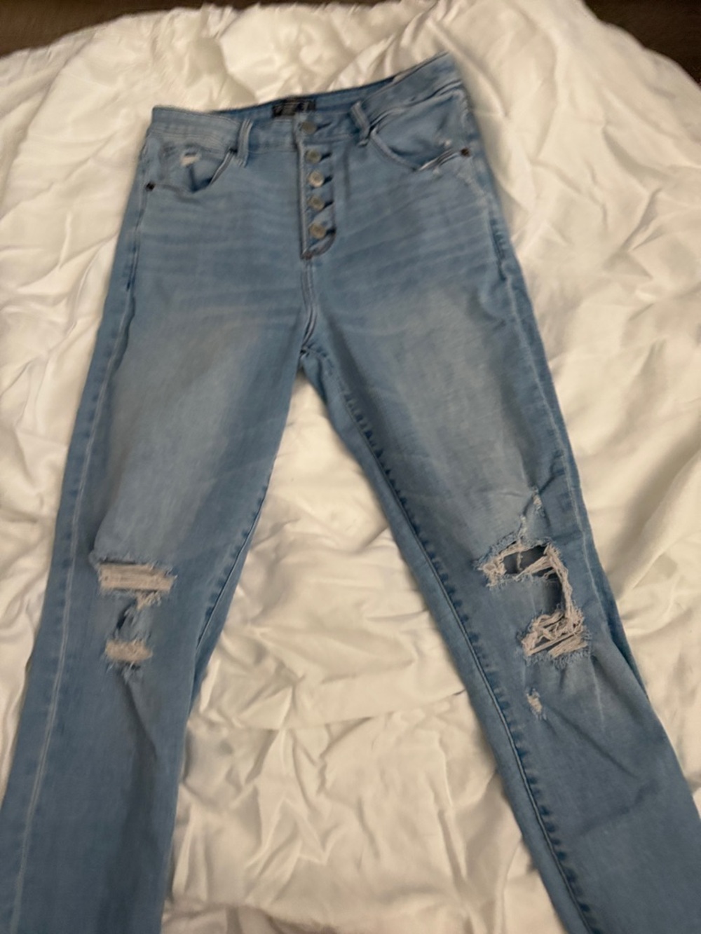 Abercrombie & Fitch Light Blue Skinny Jeans with Distressed Knees